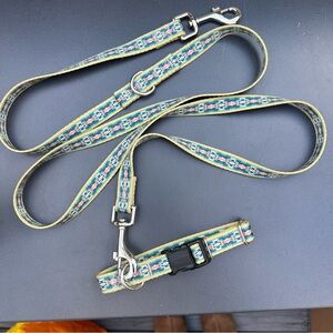 Pendleton Dog Leash and Collar set - Multicolor Green /Teal